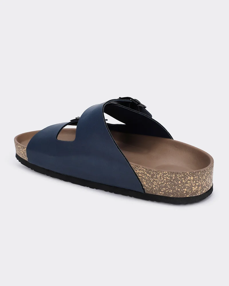 bewakoof Men's Navy Blue Double Strap Sandals